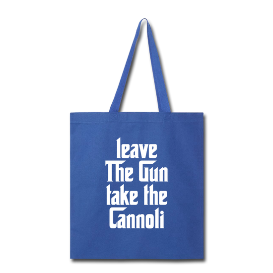 Leave The Gun Take The Cannoli Cotton Tote Bag - royal blue