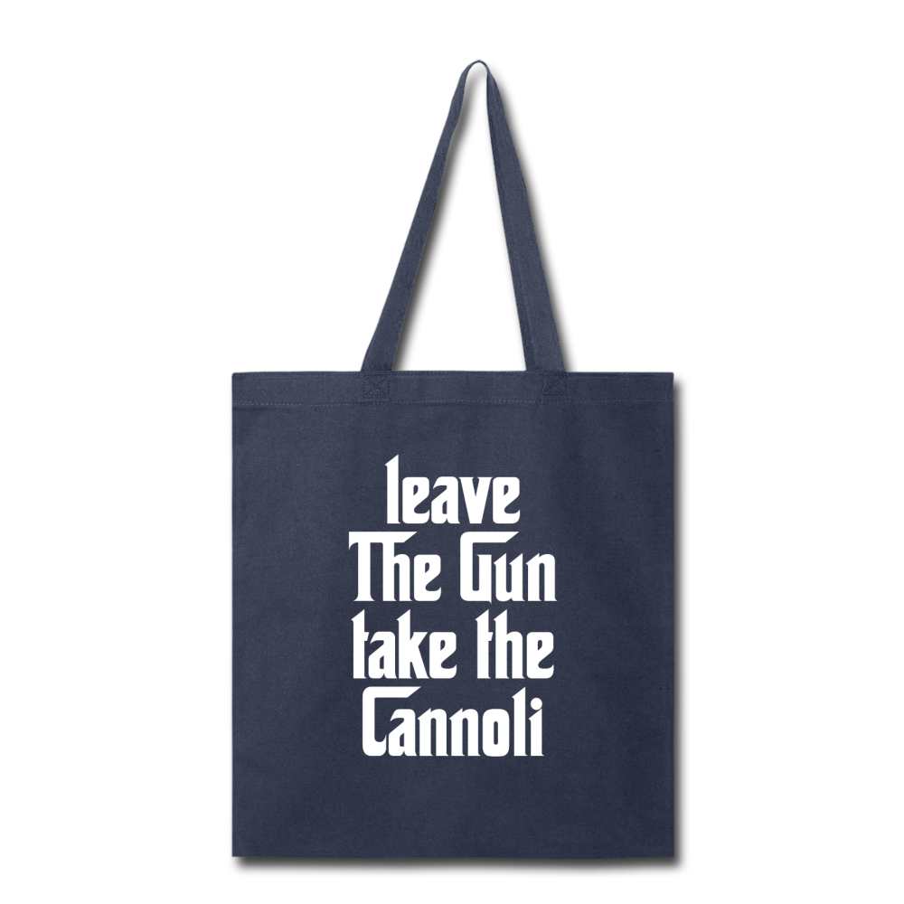 Leave The Gun Take The Cannoli Cotton Tote Bag - navy
