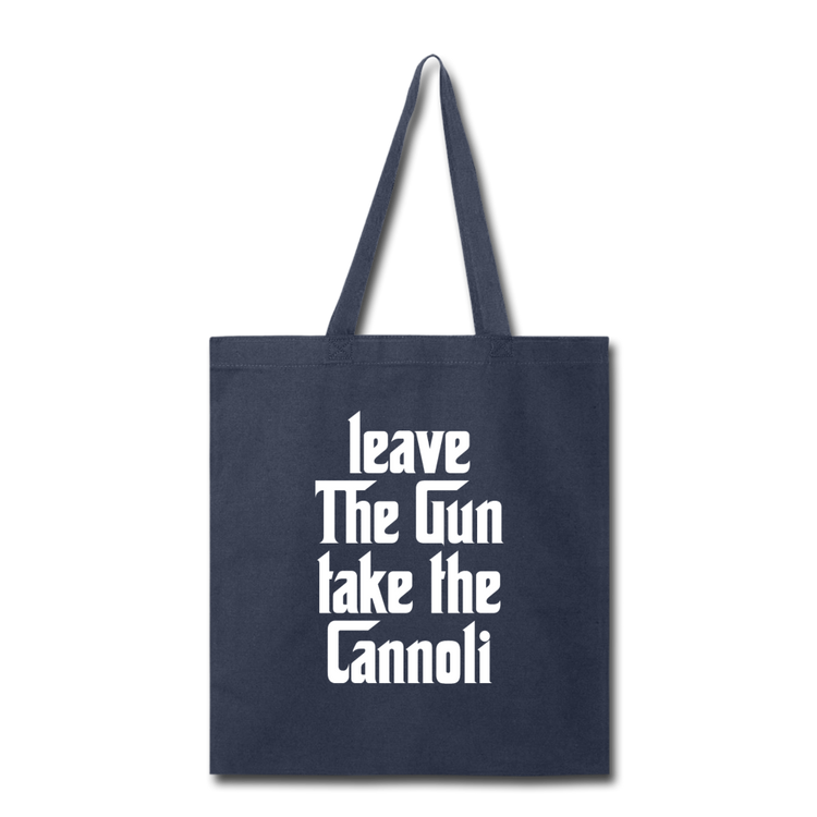 Leave The Gun Take The Cannoli Cotton Tote Bag - navy