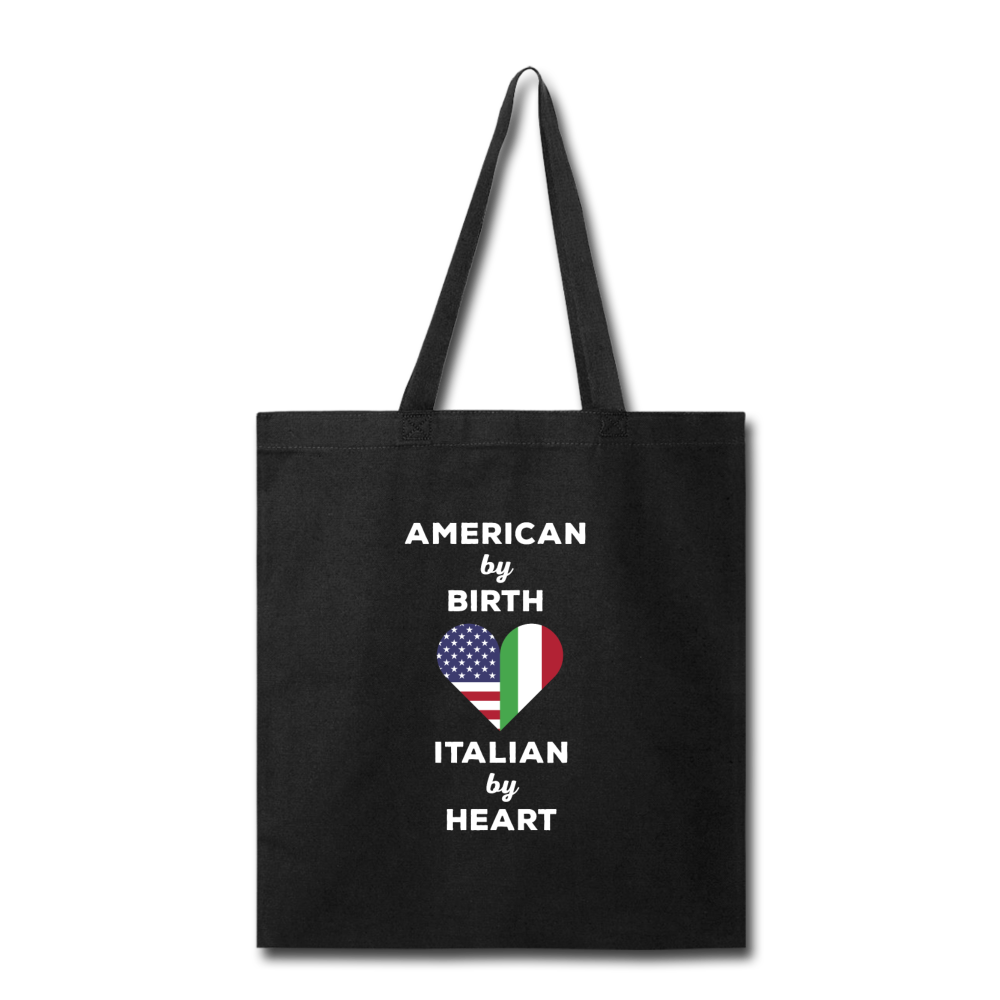 American by birth Italian by heart Cotton Tote Bag - black