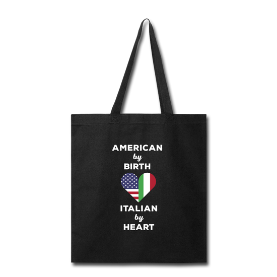 American by birth Italian by heart Cotton Tote Bag - black