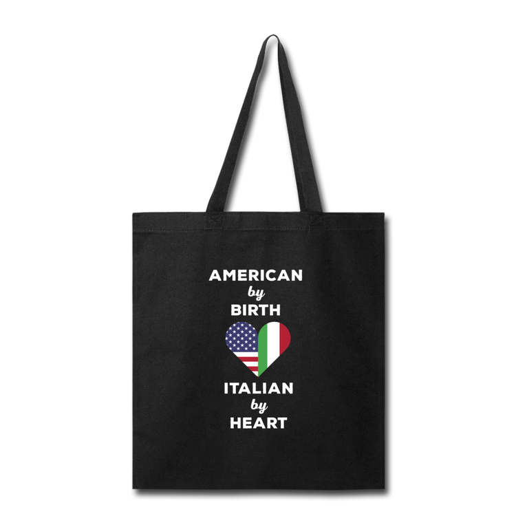 American by birth Italian by heart Cotton Tote Bag - black