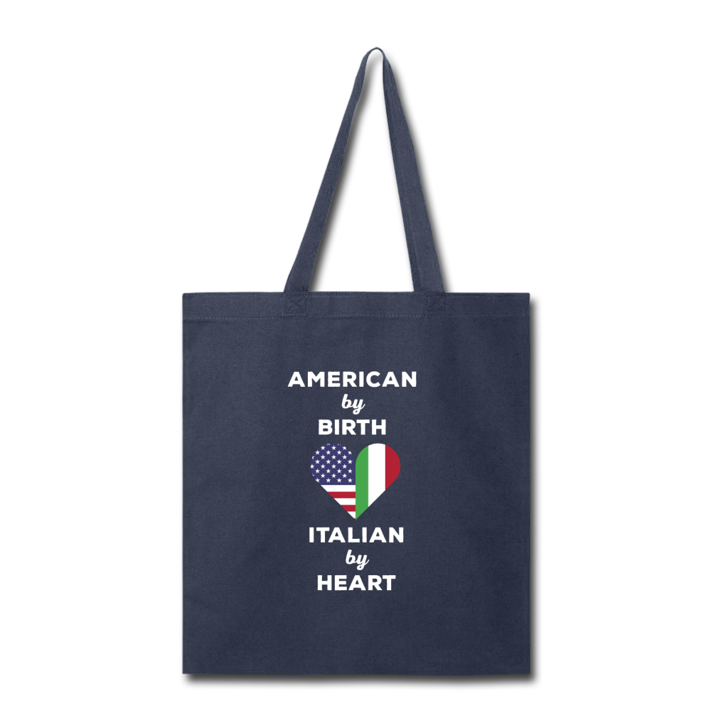 American by birth Italian by heart Cotton Tote Bag - black