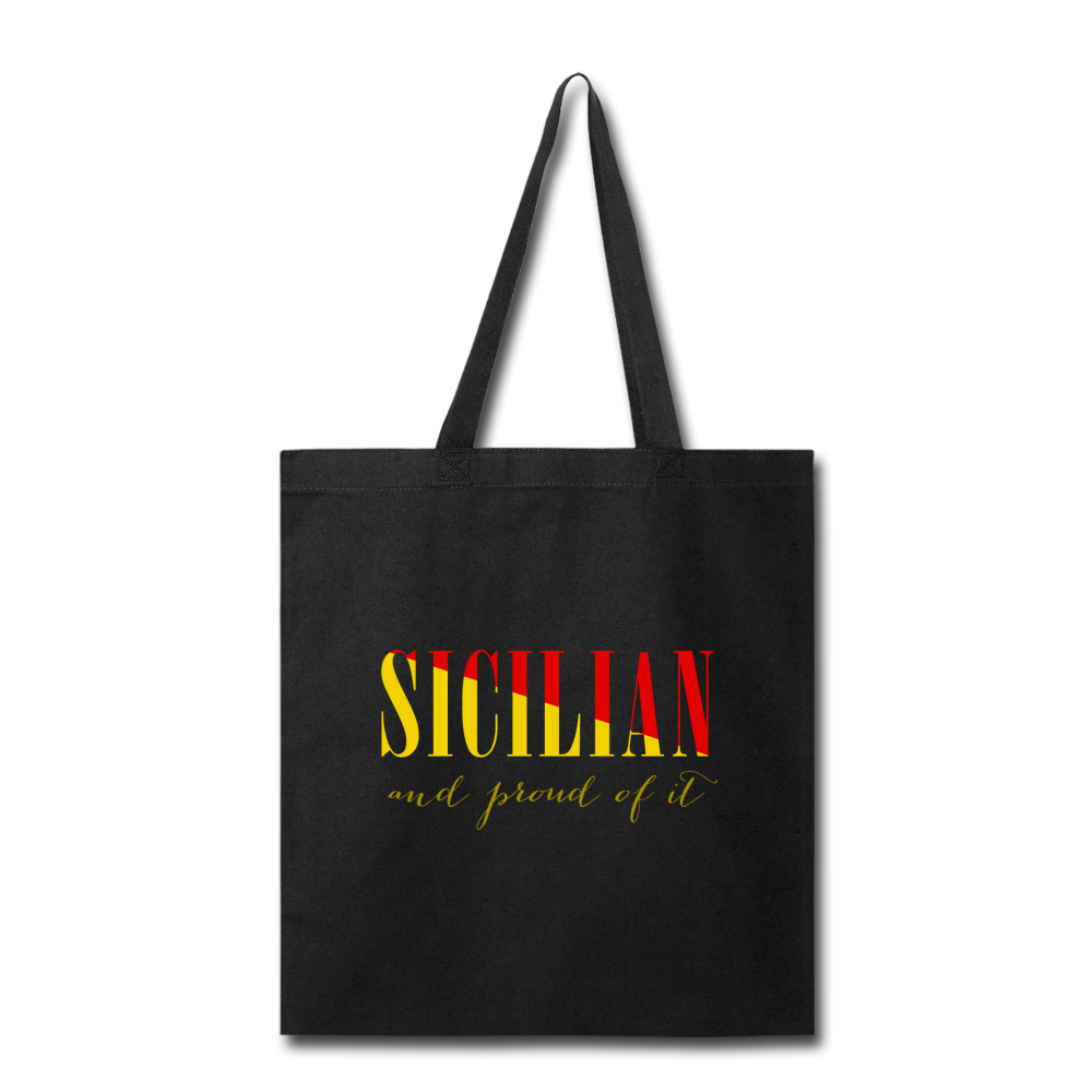 Sicilian and proud of it Cotton Tote Bag - black