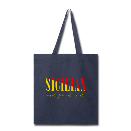 Sicilian and proud of it Cotton Tote Bag - navy