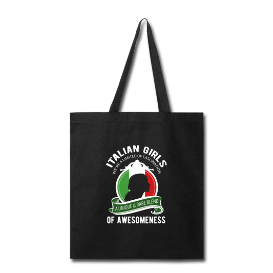 Italian Girls a unique & rare blend Cotton Tote Bag - black