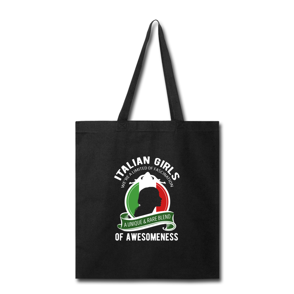 Italian Girls a unique & rare blend Cotton Tote Bag - black