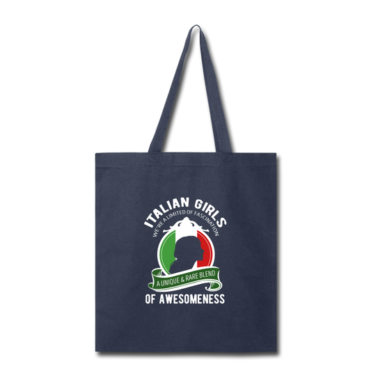Italian Girls a unique & rare blend Cotton Tote Bag - navy