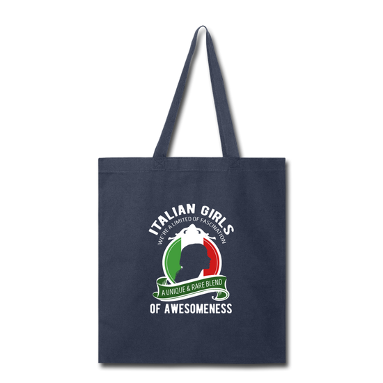 Italian Girls a unique & rare blend Cotton Tote Bag - navy