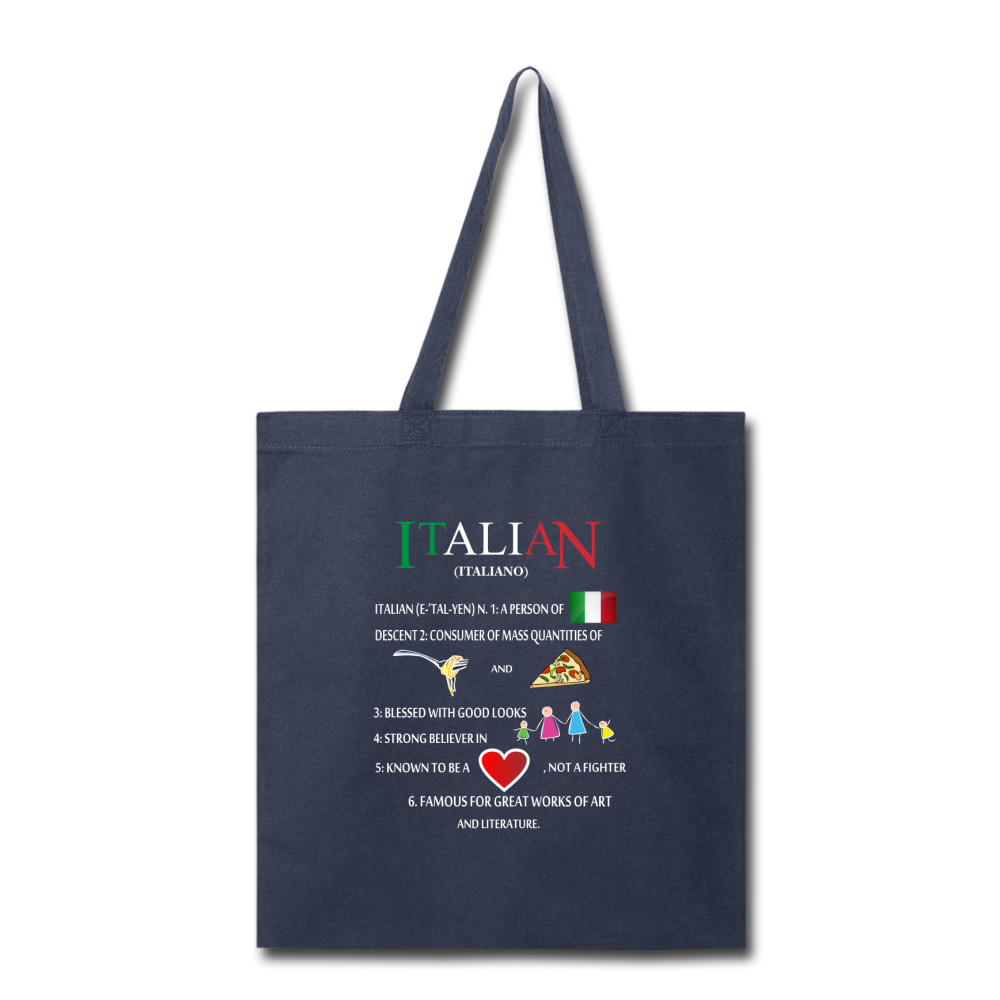 Italian (Italiano) noun Cotton Tote Bag - navy