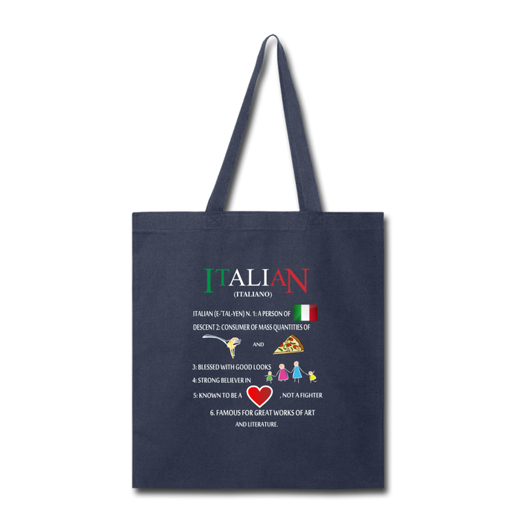 Italian (Italiano) noun Cotton Tote Bag - navy