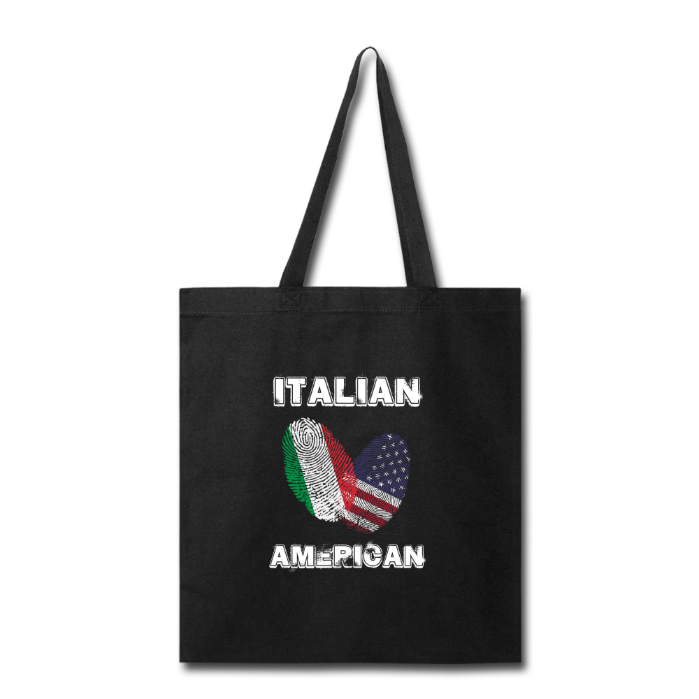 Italian American Cotton Tote Bag - black