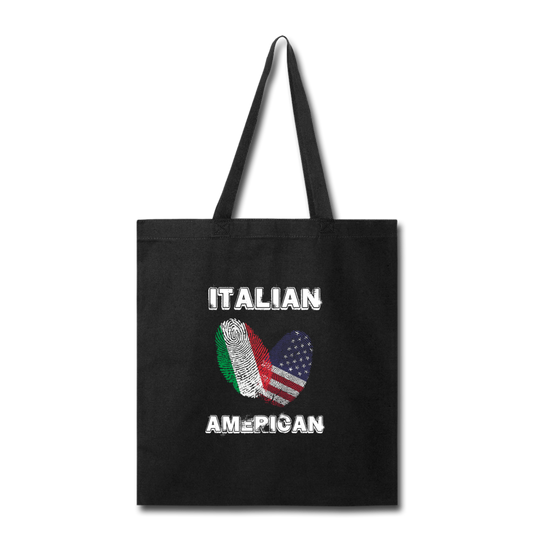 Italian American Cotton Tote Bag - black