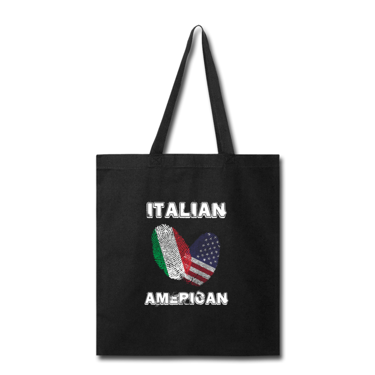 Italian American Cotton Tote Bag - black