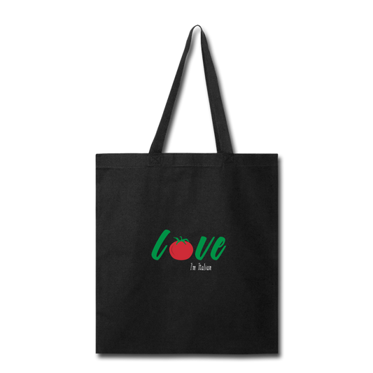 Love I'm Italian Cotton Tote Bag - black