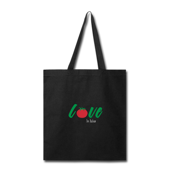 Love I'm Italian Cotton Tote Bag - black