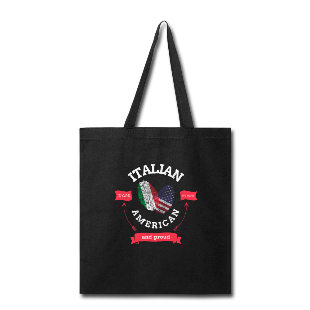 Italian - American and proud Cotton Tote Bag - black