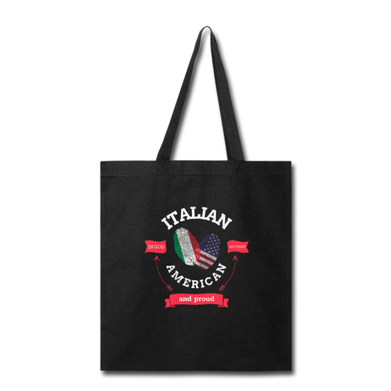 Italian - American and proud Cotton Tote Bag - black