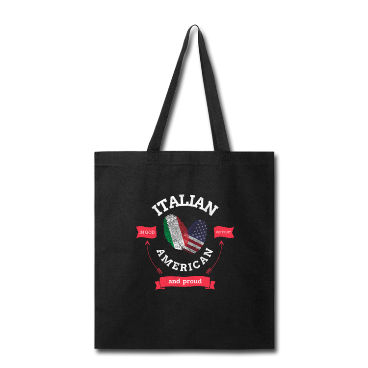 Italian - American and proud Cotton Tote Bag - black