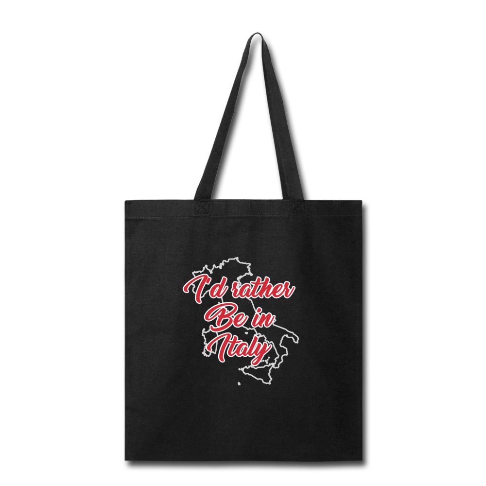I'd rather be in Italy Cotton Tote Bag - black