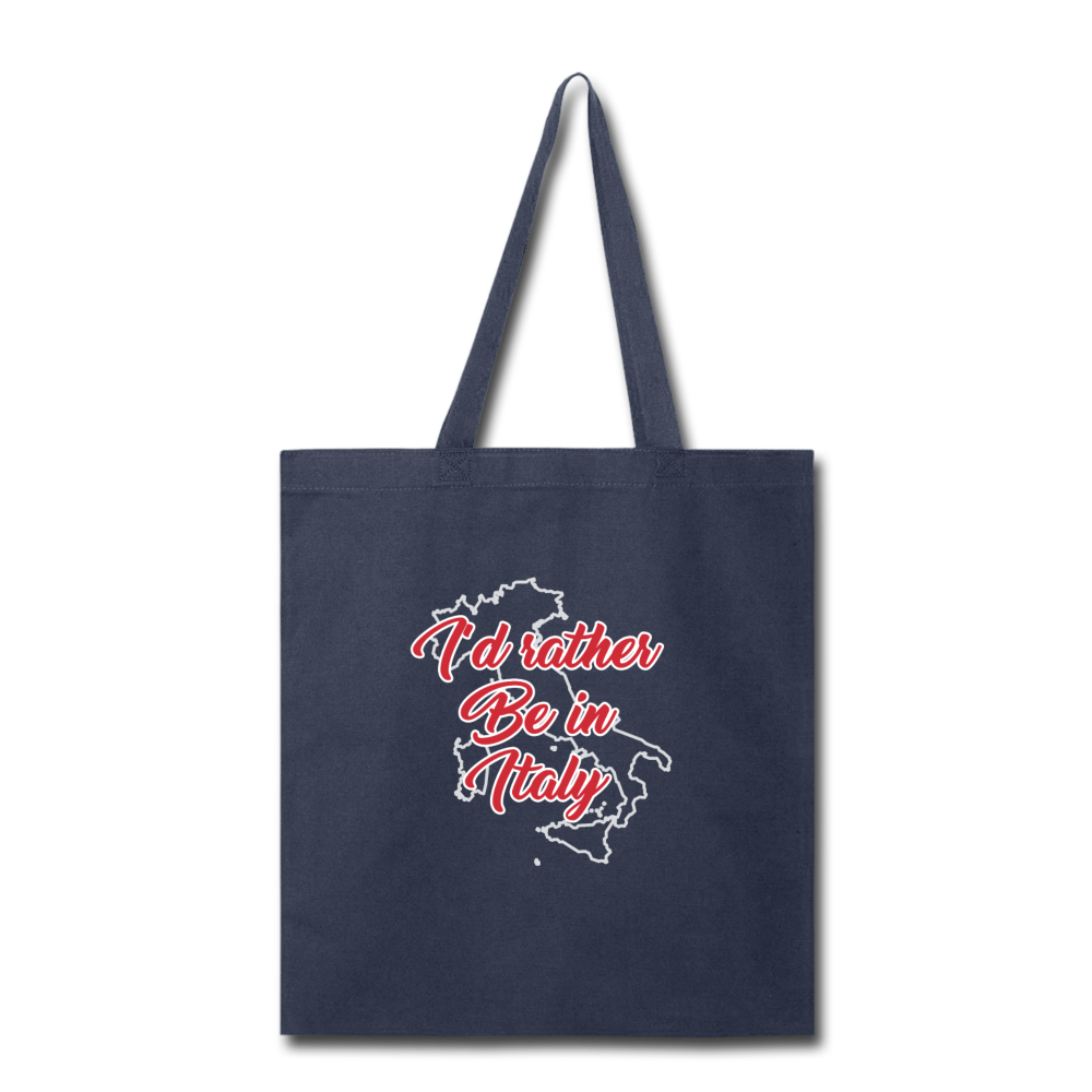 I'd rather be in Italy Cotton Tote Bag - navy