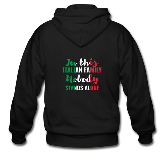 Italian family, nobody stands alone Unisex ZIP Hoodie - black