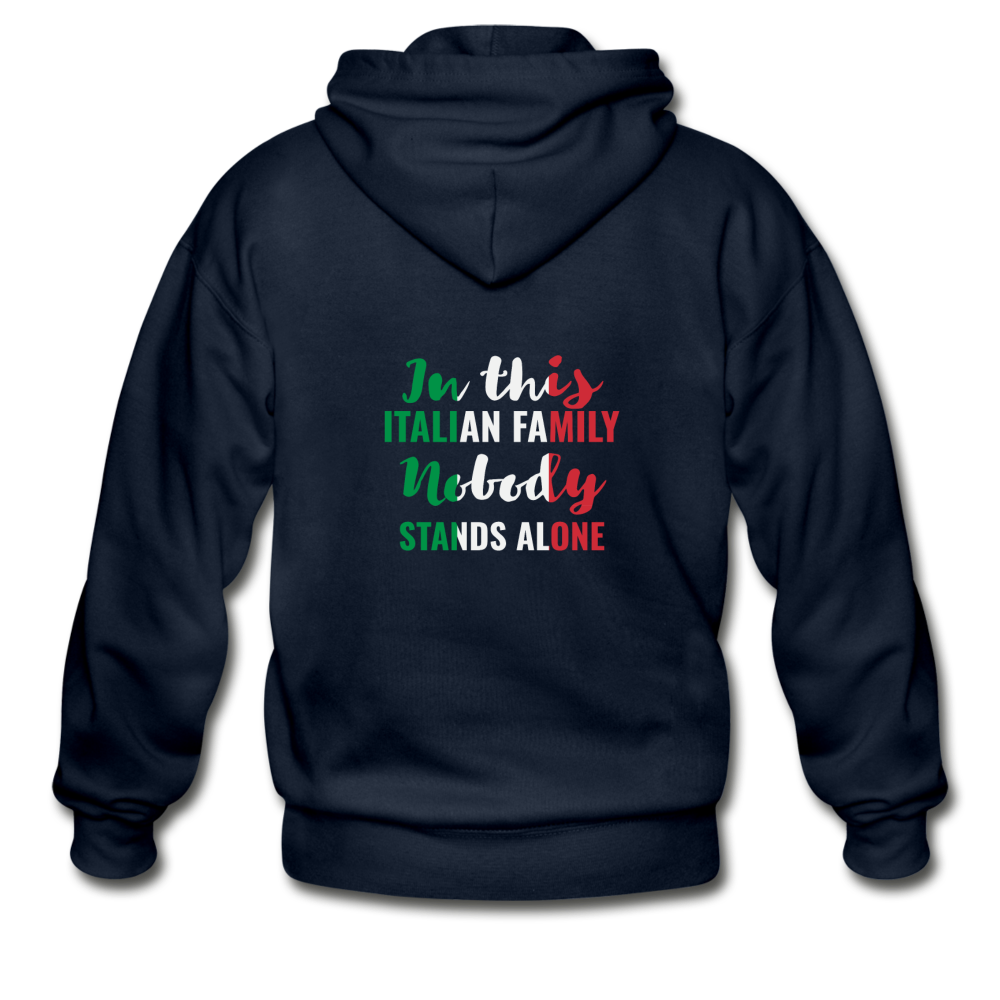 Italian family, nobody stands alone Unisex ZIP Hoodie - navy
