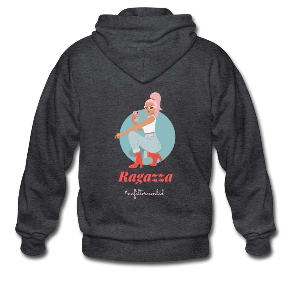 Ragazza, nofilterneeded Unisex ZIP Hoodie - deep heather