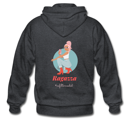 Ragazza, nofilterneeded Unisex ZIP Hoodie - deep heather