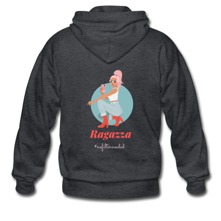 Ragazza, nofilterneeded Unisex ZIP Hoodie - deep heather