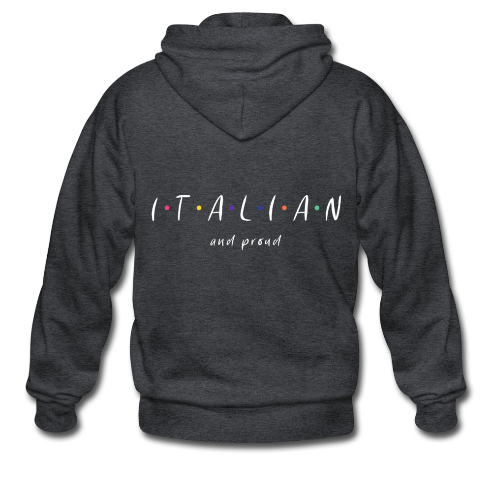 Italian and proud Unisex ZIP Hoodie - deep heather