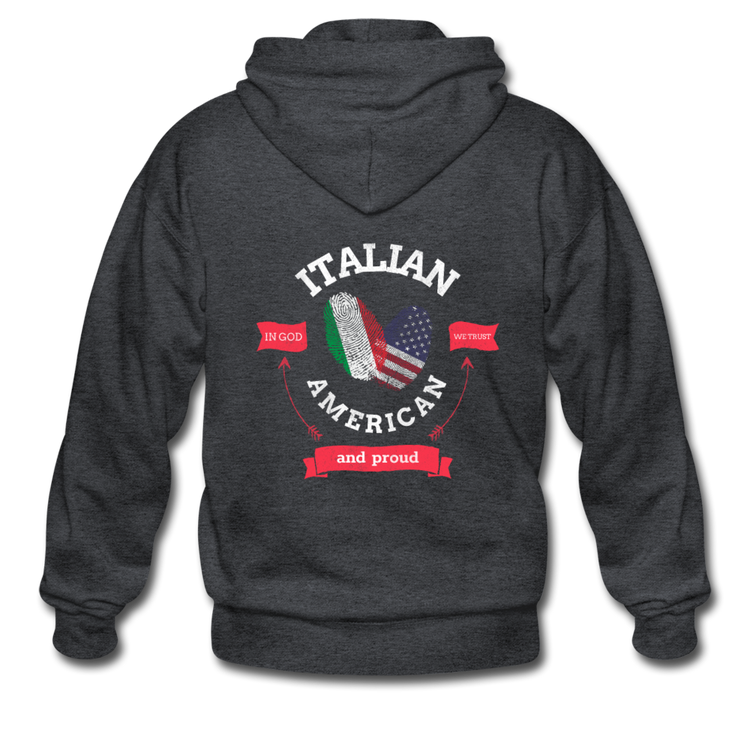 Italian - American and proud Unisex ZIP Hoodie - deep heather