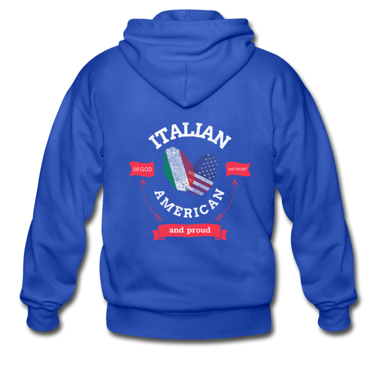 Italian - American and proud Unisex ZIP Hoodie - royal blue