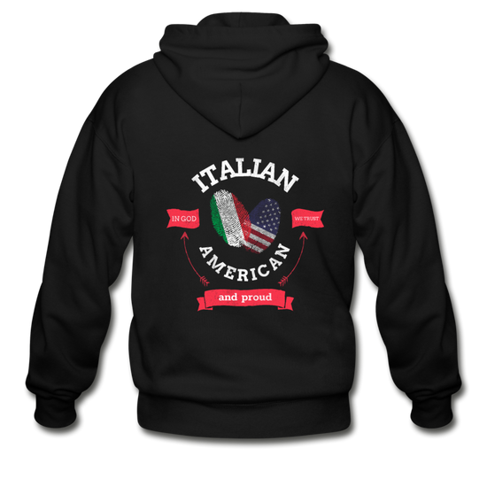 Italian - American and proud Unisex ZIP Hoodie - black