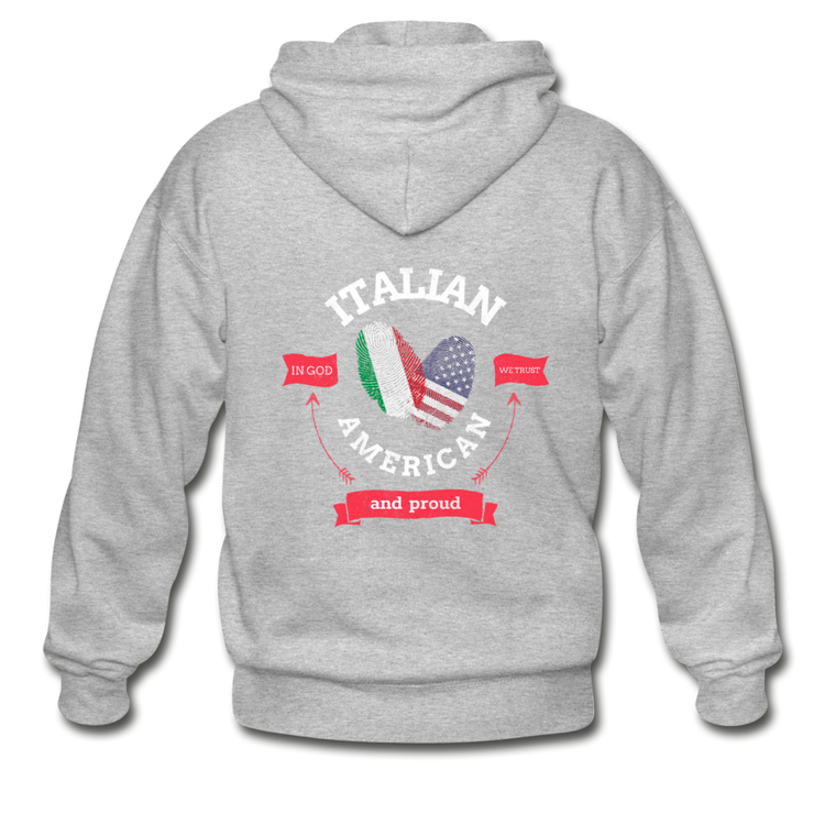 Italian - American and proud Unisex ZIP Hoodie - heather gray