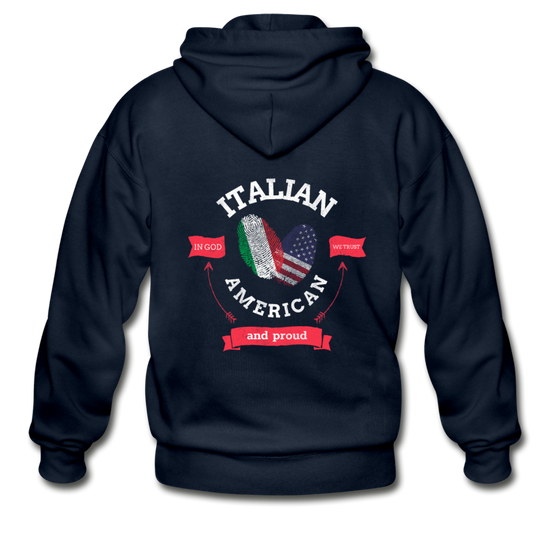 Italian - American and proud Unisex ZIP Hoodie - navy