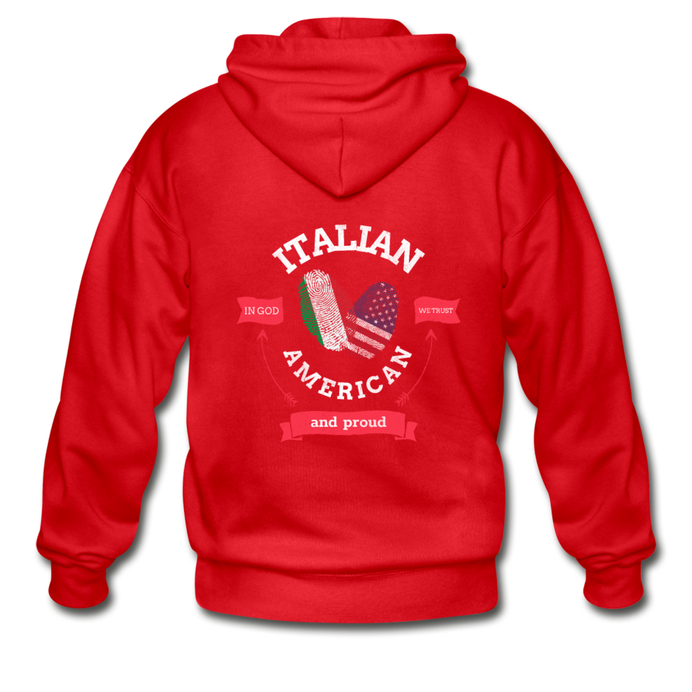 Italian - American and proud Unisex ZIP Hoodie - red