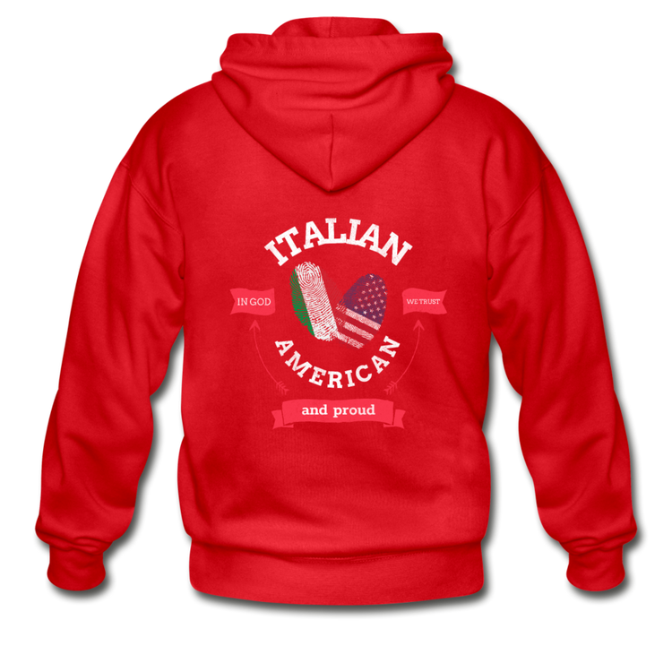 Italian - American and proud Unisex ZIP Hoodie - red