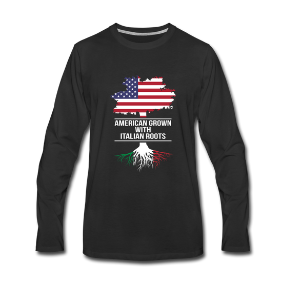 American Grown with Italian Roots Men's Longsleeve - black