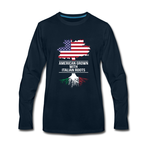 American Grown with Italian Roots Men's Longsleeve - deep navy