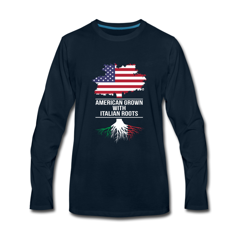 American Grown with Italian Roots Men's Longsleeve - deep navy