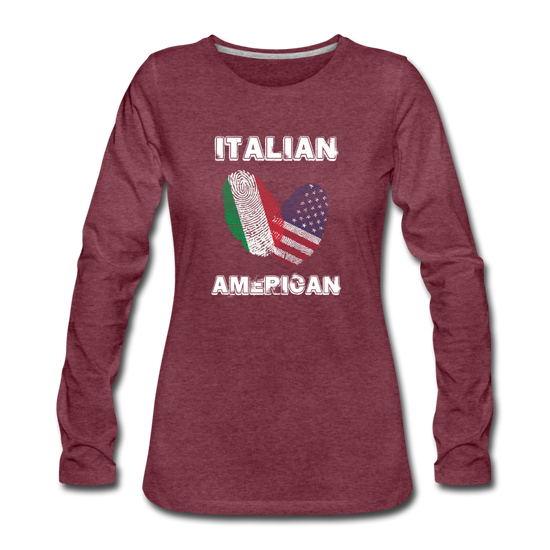 Italian American Women's Longsleeve - heather burgundy