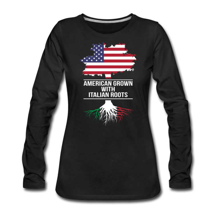 American Grown with Italian Roots Women's Longsleeve - black