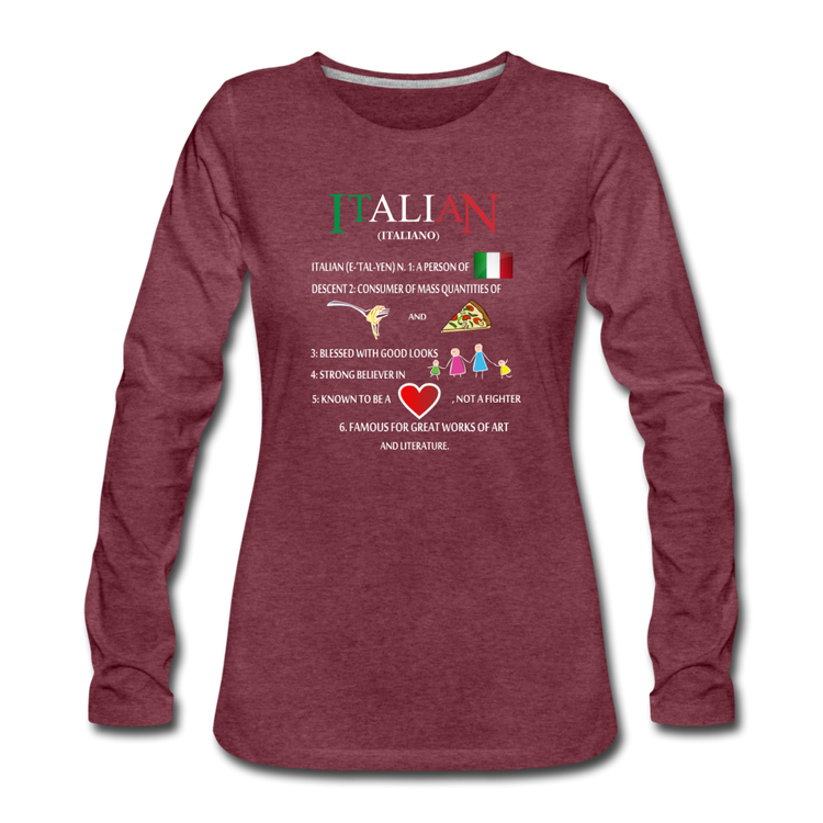 Italian (Italiano) noun Women's Longsleeve - heather burgundy