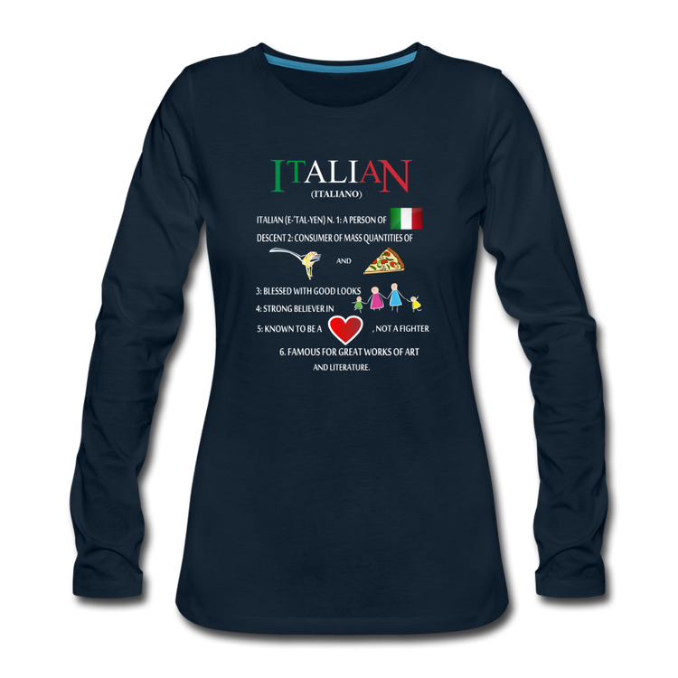 Italian (Italiano) noun Women's Longsleeve - deep navy