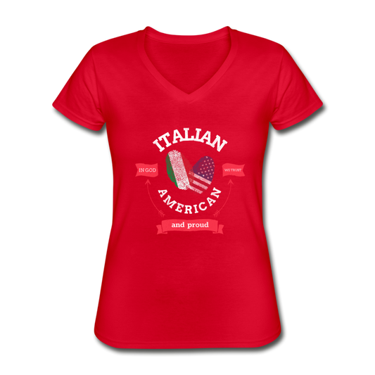 Italian - American and proud Women's V-neck T-shirt - red