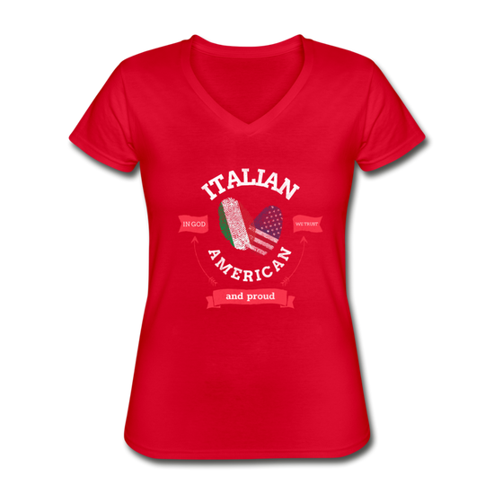 Italian - American and proud Women's V-neck T-shirt - red