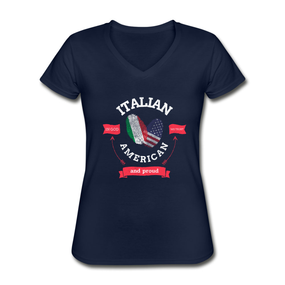 Italian - American and proud Women's V-neck T-shirt - navy