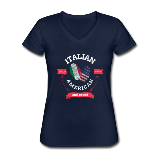 Italian - American and proud Women's V-neck T-shirt - navy