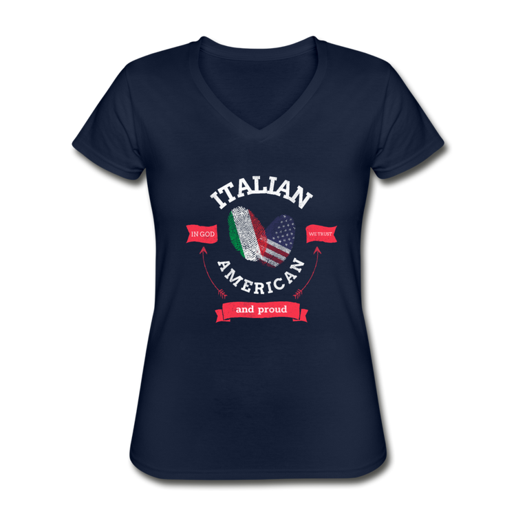 Italian - American and proud Women's V-neck T-shirt - navy